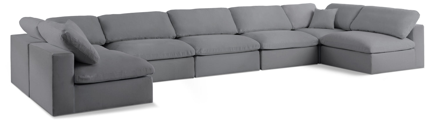 Serene Grey Linen Textured Fabric Deluxe Comfort Modular Sectional