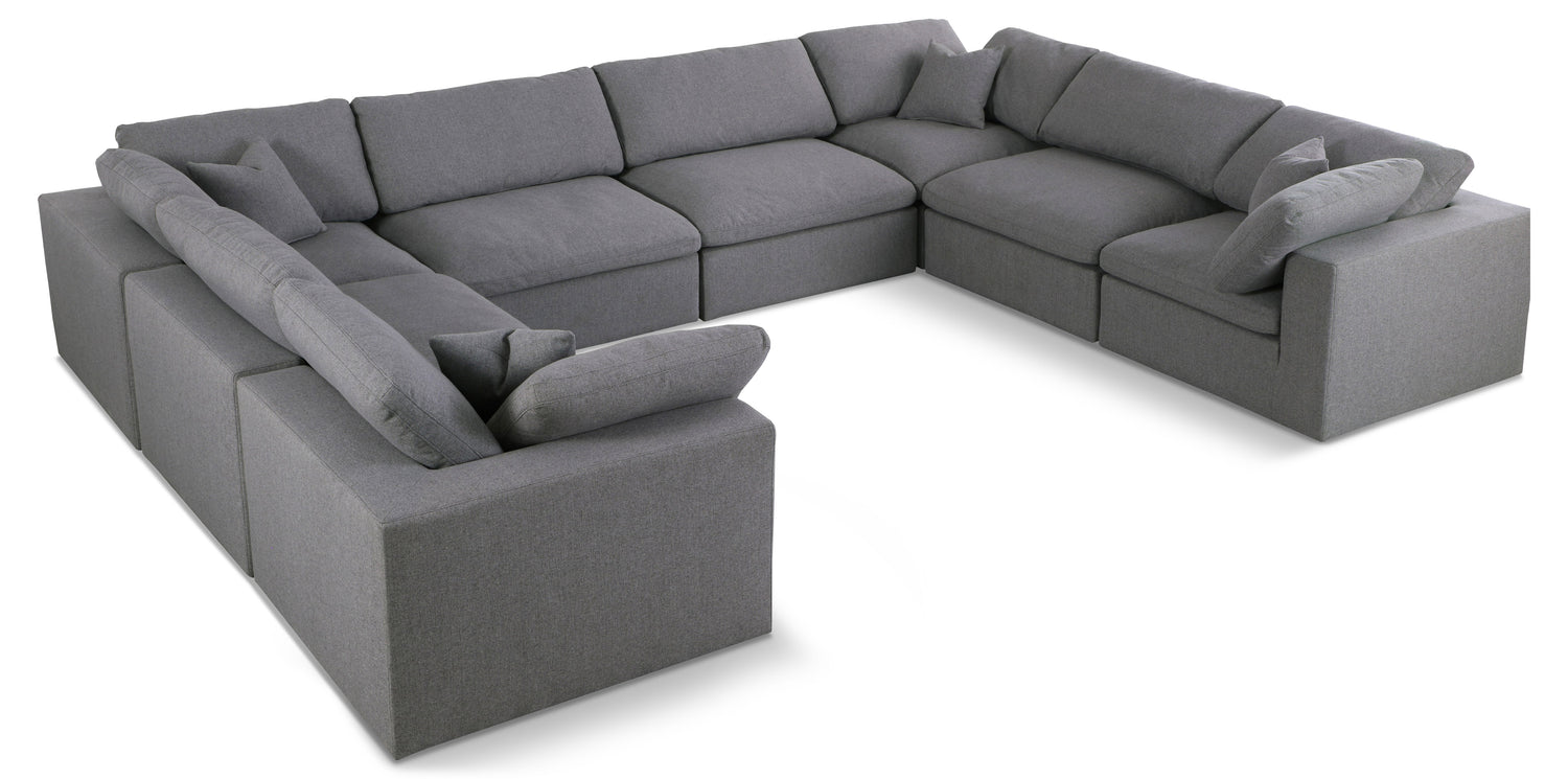 Serene Grey Linen Textured Fabric Deluxe Comfort Modular Sectional