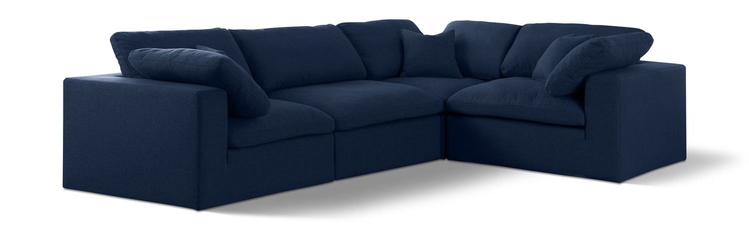 Serene Navy Linen Textured Fabric Modular Sectional