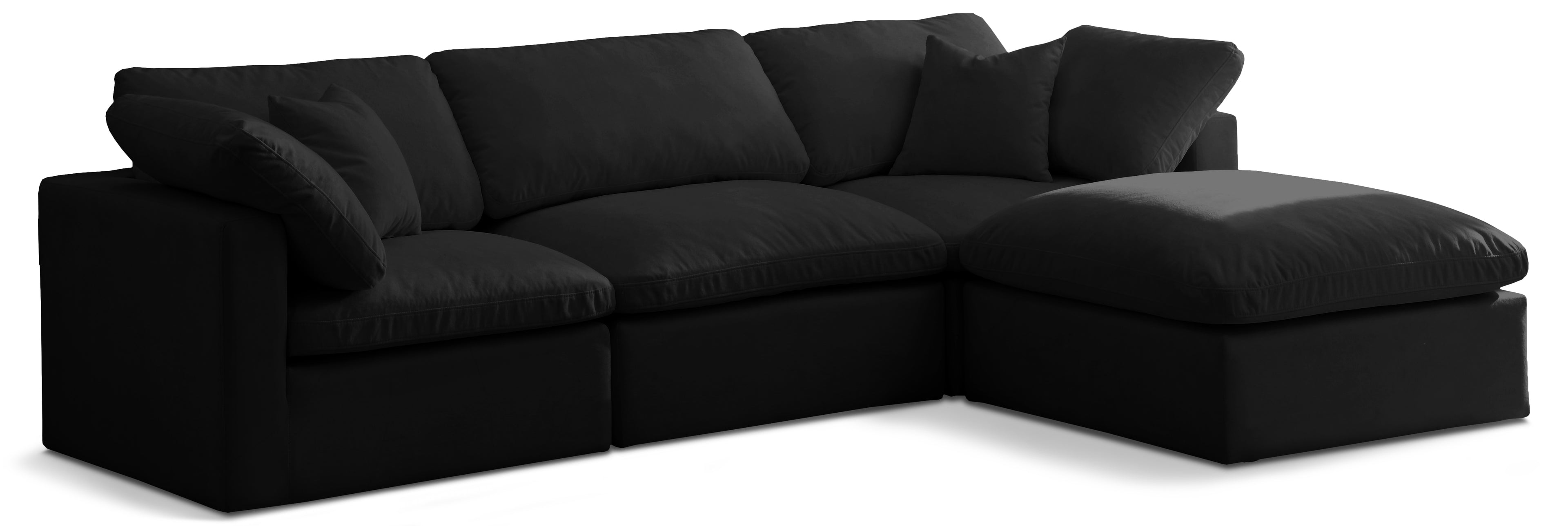 Plush Black Velvet Standard Comfort Modular Sectional