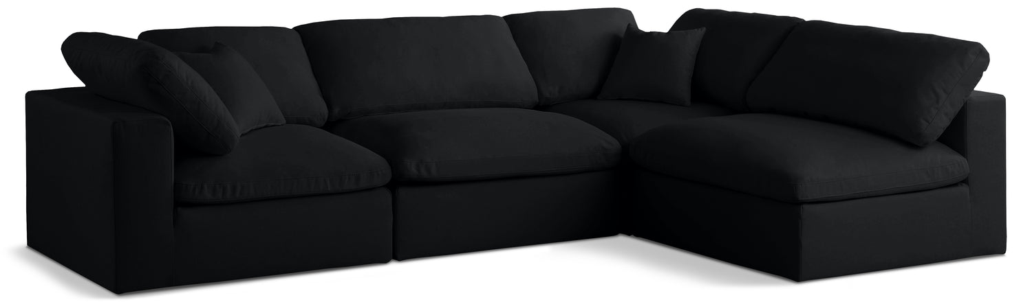 Plush Black Velvet Standard Comfort Modular Sectional