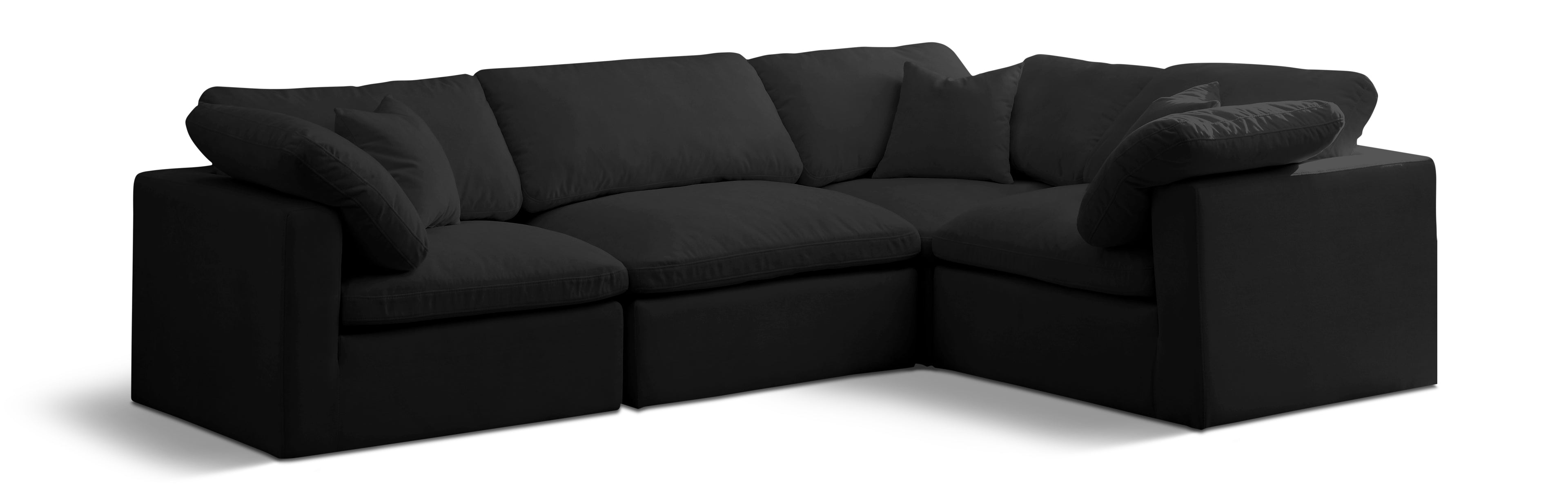 Plush Black Velvet Modular Sectional