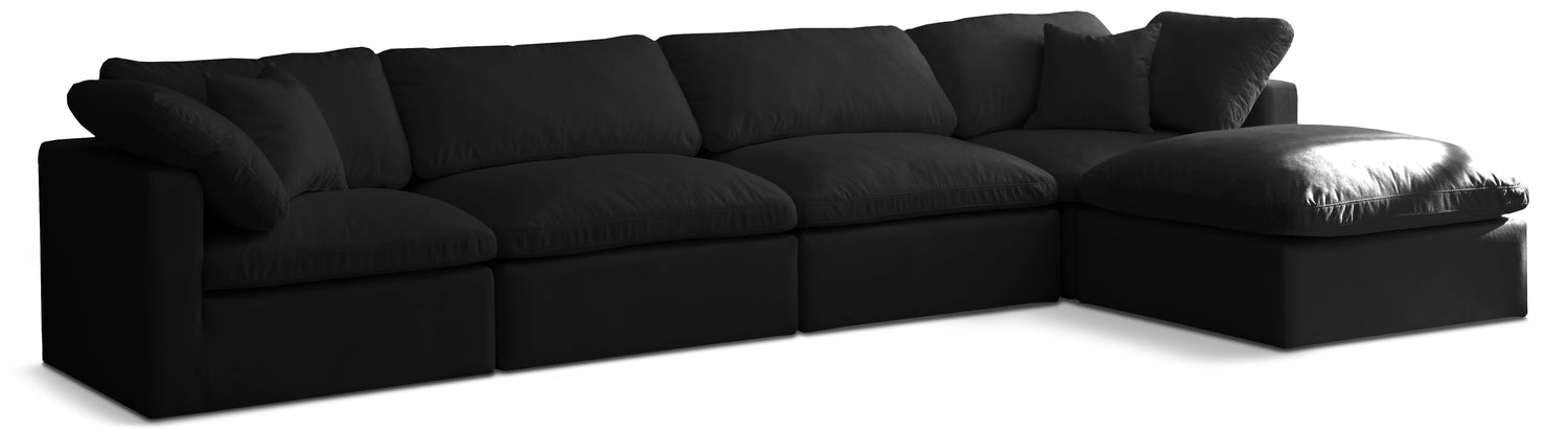 Plush Black Velvet Standard Comfort Modular Sectional