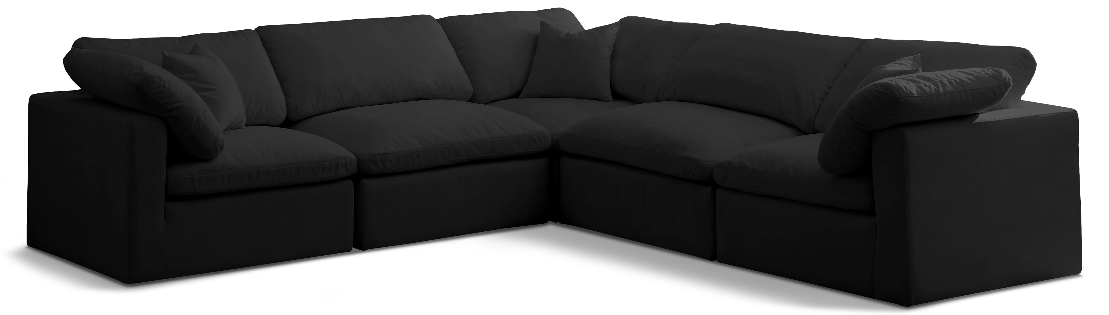 Plush Black Velvet Standard Comfort Modular Sectional