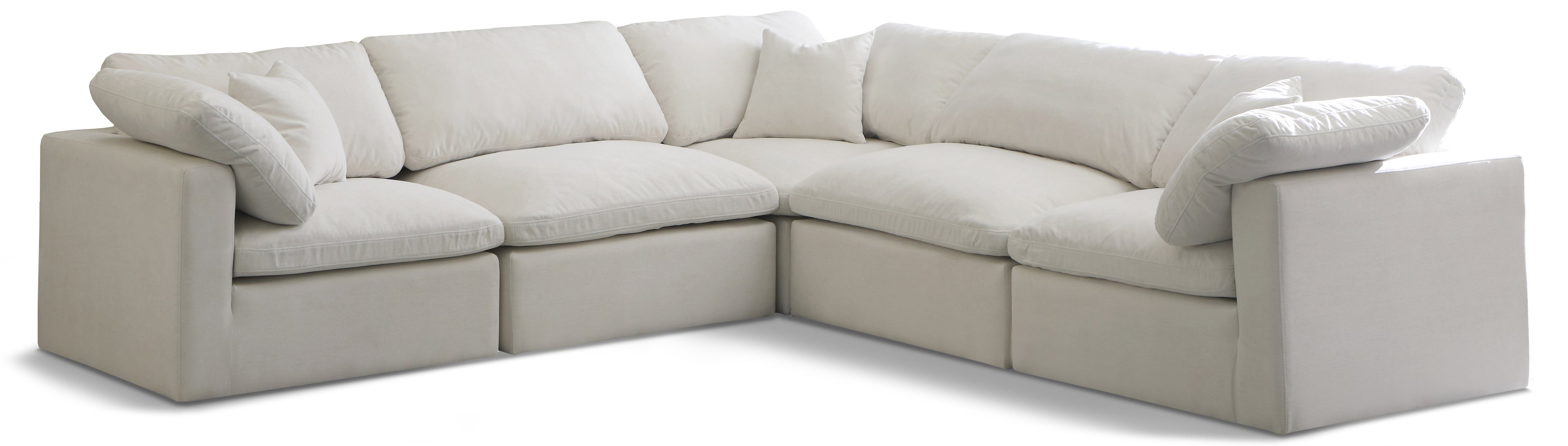 Plush Cream Velvet Standard Comfort Modular Sectional