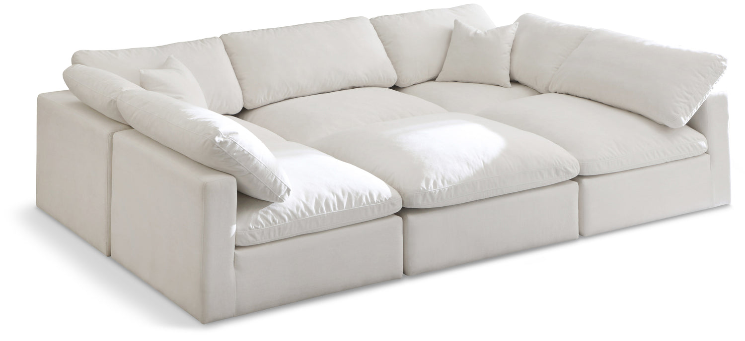 Plush Cream Velvet Standard Comfort Modular Sectional