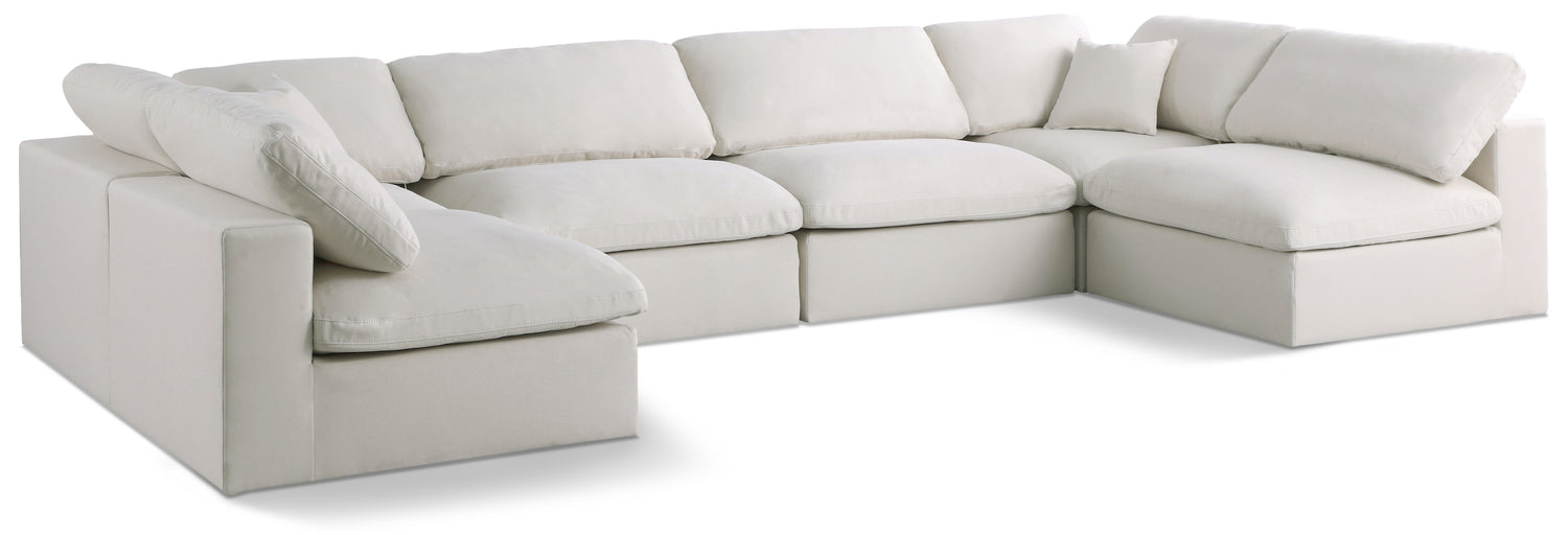 Plush Cream Velvet Standard Comfort Modular Sectional