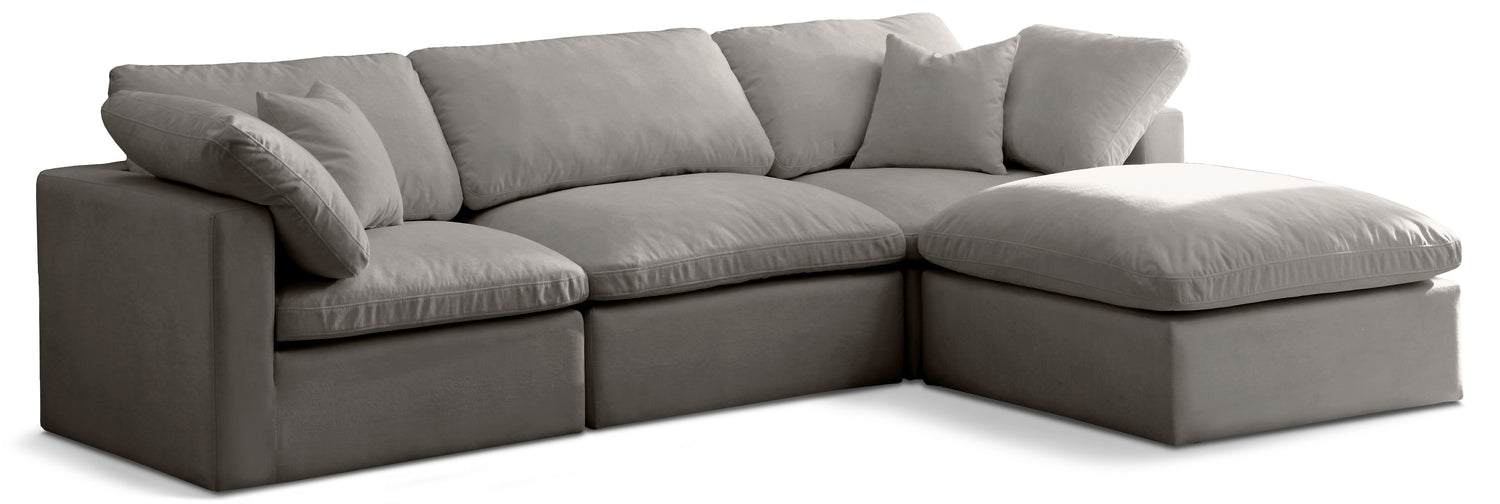 Plush Grey Velvet Standard Comfort Modular Sectional