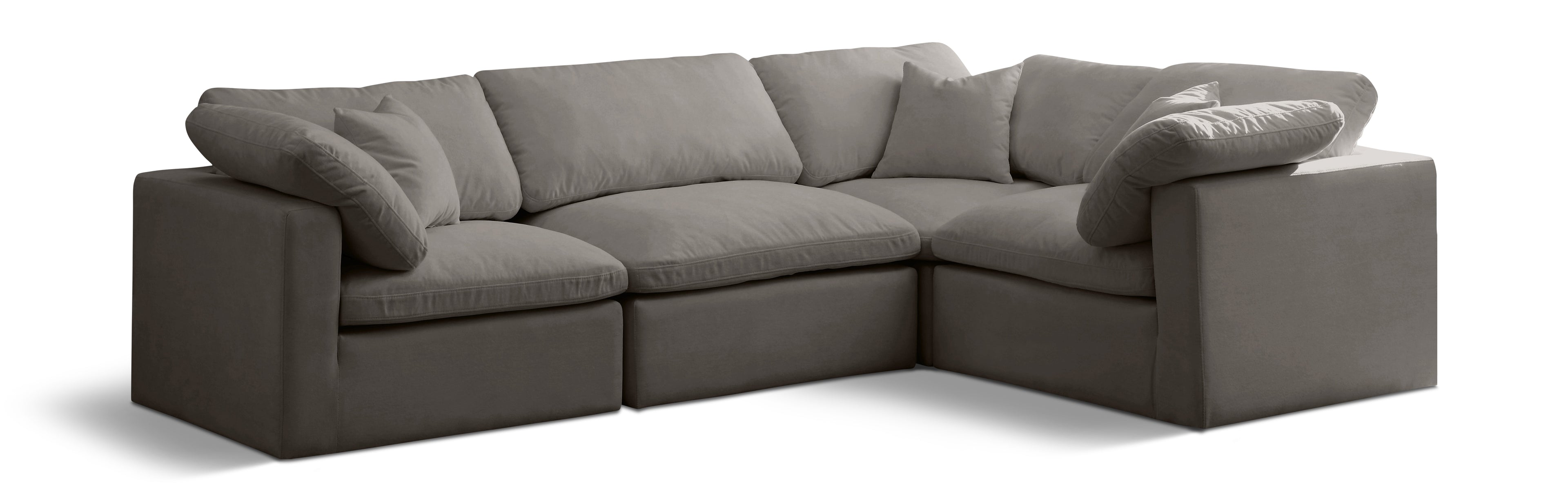 Plush Grey Velvet Modular Sectional