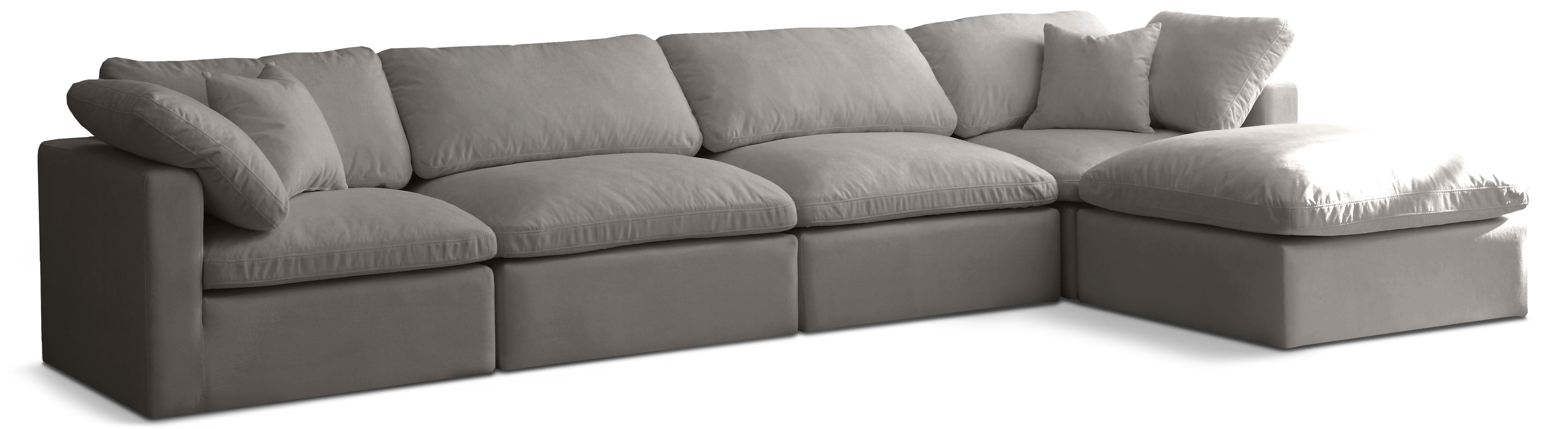 Plush Grey Velvet Standard Comfort Modular Sectional