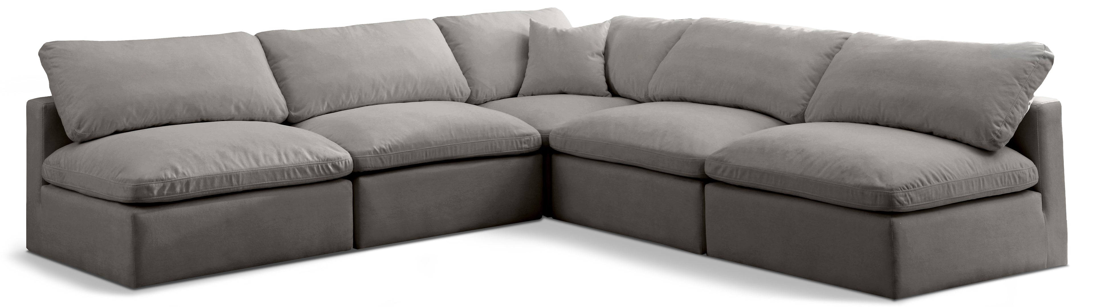 Plush Grey Velvet Standard Comfort Modular Sectional