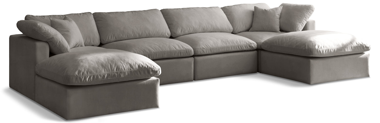 Plush Grey Velvet Standard Comfort Modular Sectional