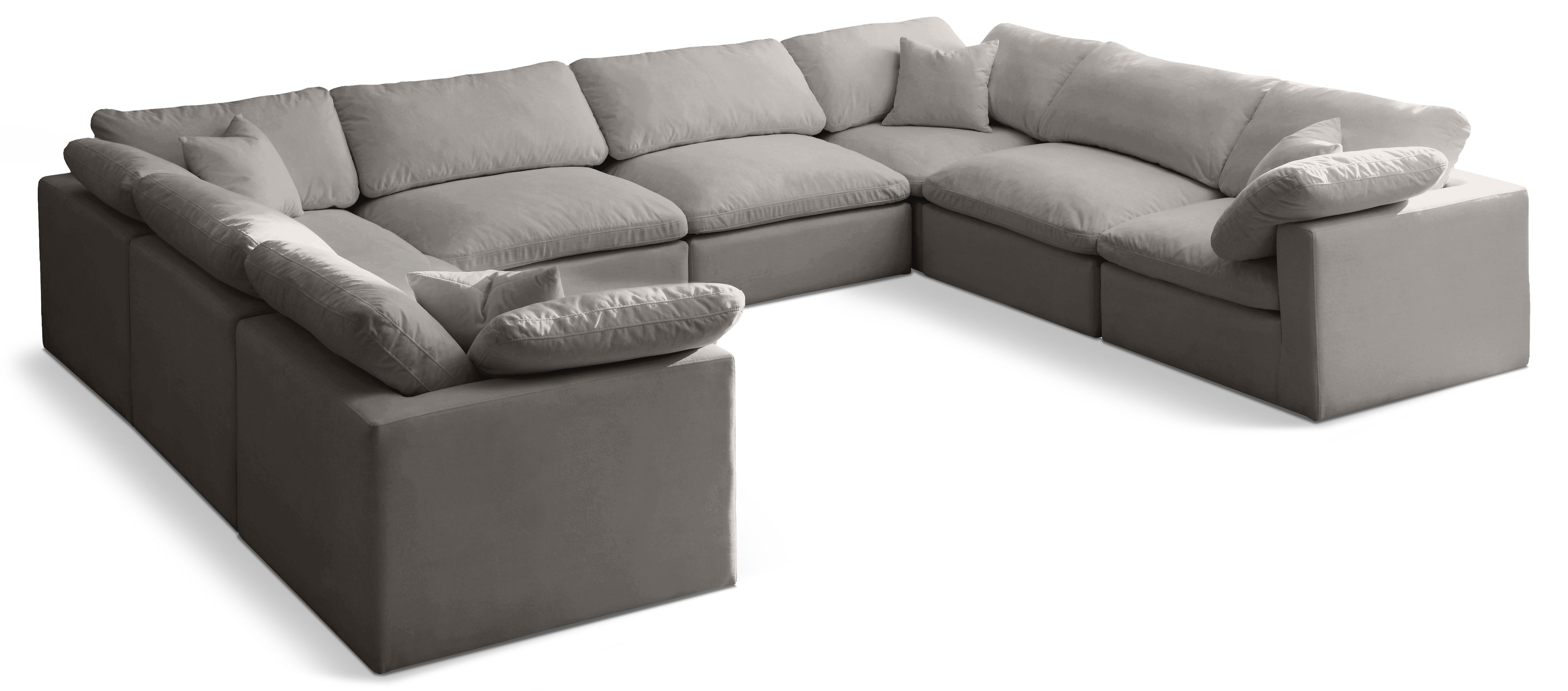 Plush Grey Velvet Standard Comfort Modular Sectional