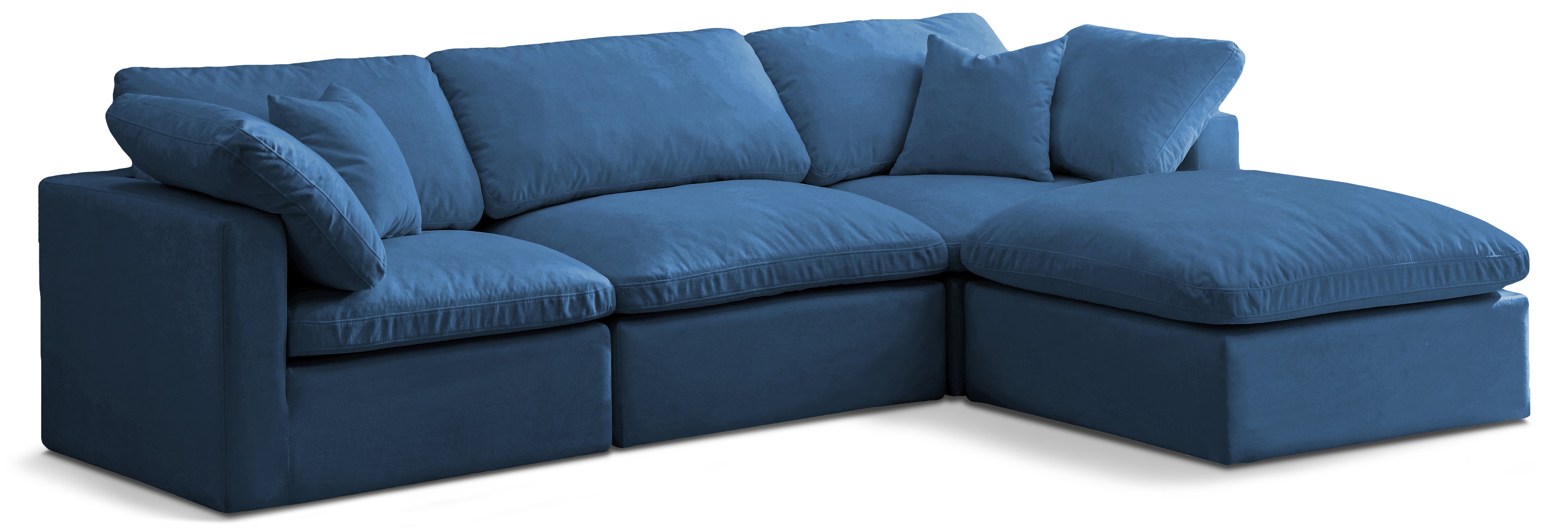 Plush Navy Velvet Standard Comfort Modular Sectional