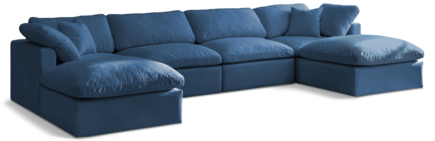 Plush Navy Velvet Standard Comfort Modular Sectional