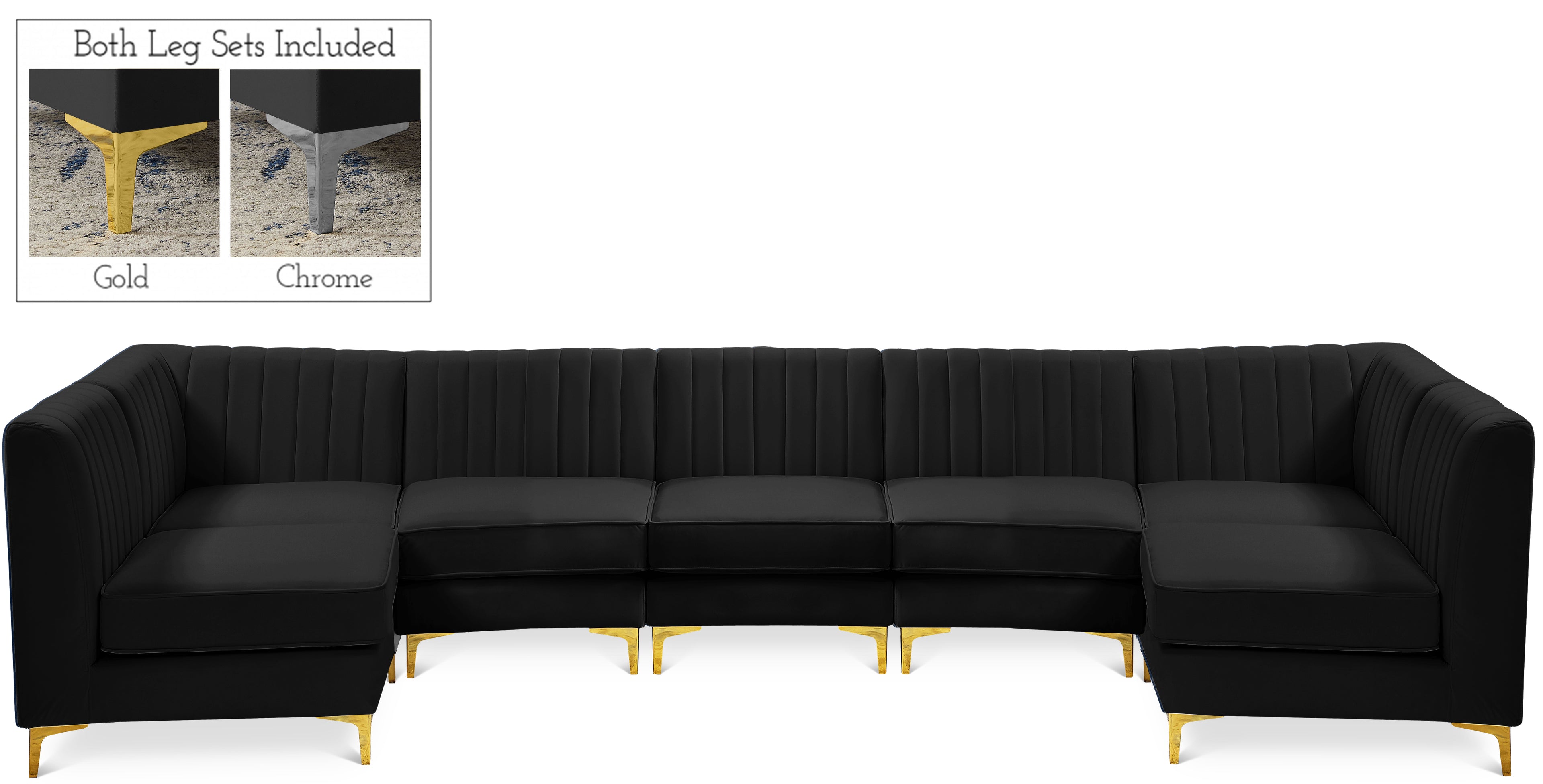 Alina Black Velvet Modular Sectional