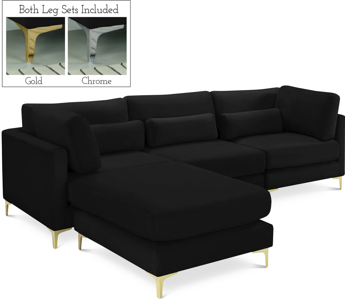 Julia Black Velvet Modular Sectional (4 Boxes)