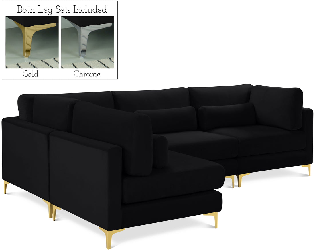 Julia Black Velvet Modular Sectional (4 Boxes)