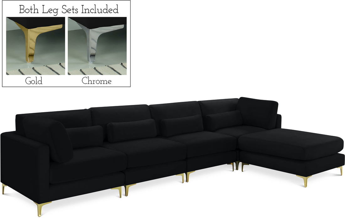 Julia Black Velvet Modular Sectional (5 Boxes)