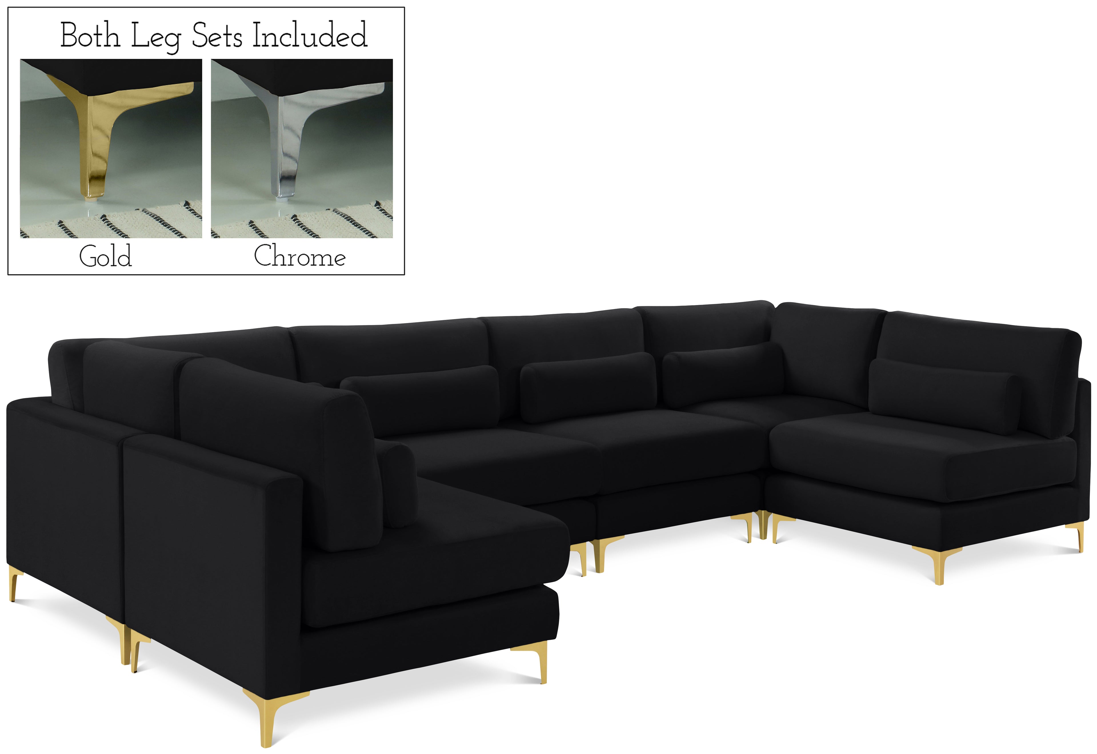 Julia Black Velvet Modular Sectional (6 Boxes)