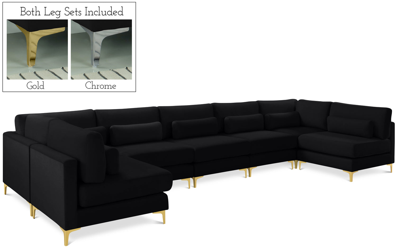 Julia Black Velvet Modular Sectional (7 Boxes)