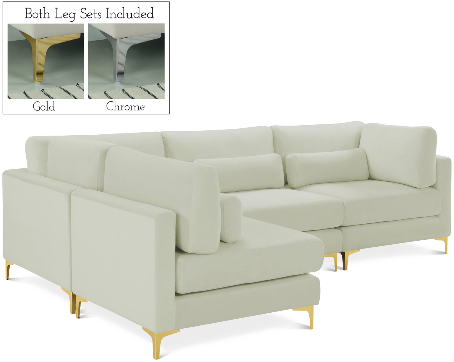 Julia Cream Velvet Modular Sectional (4 Boxes)