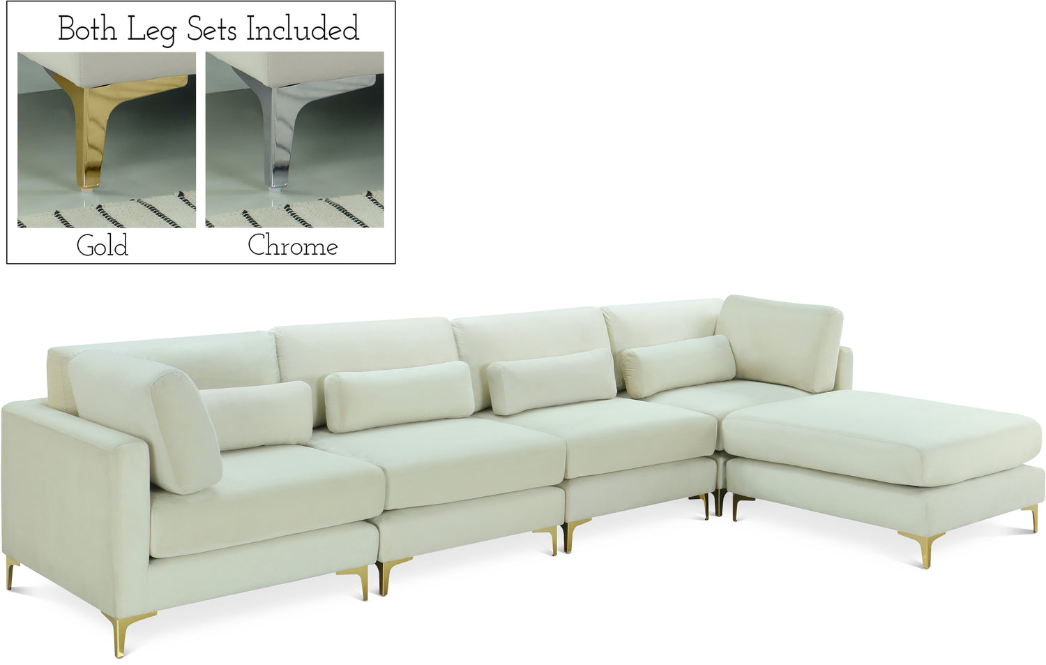 Julia Cream Velvet Modular Sectional (5 Boxes)