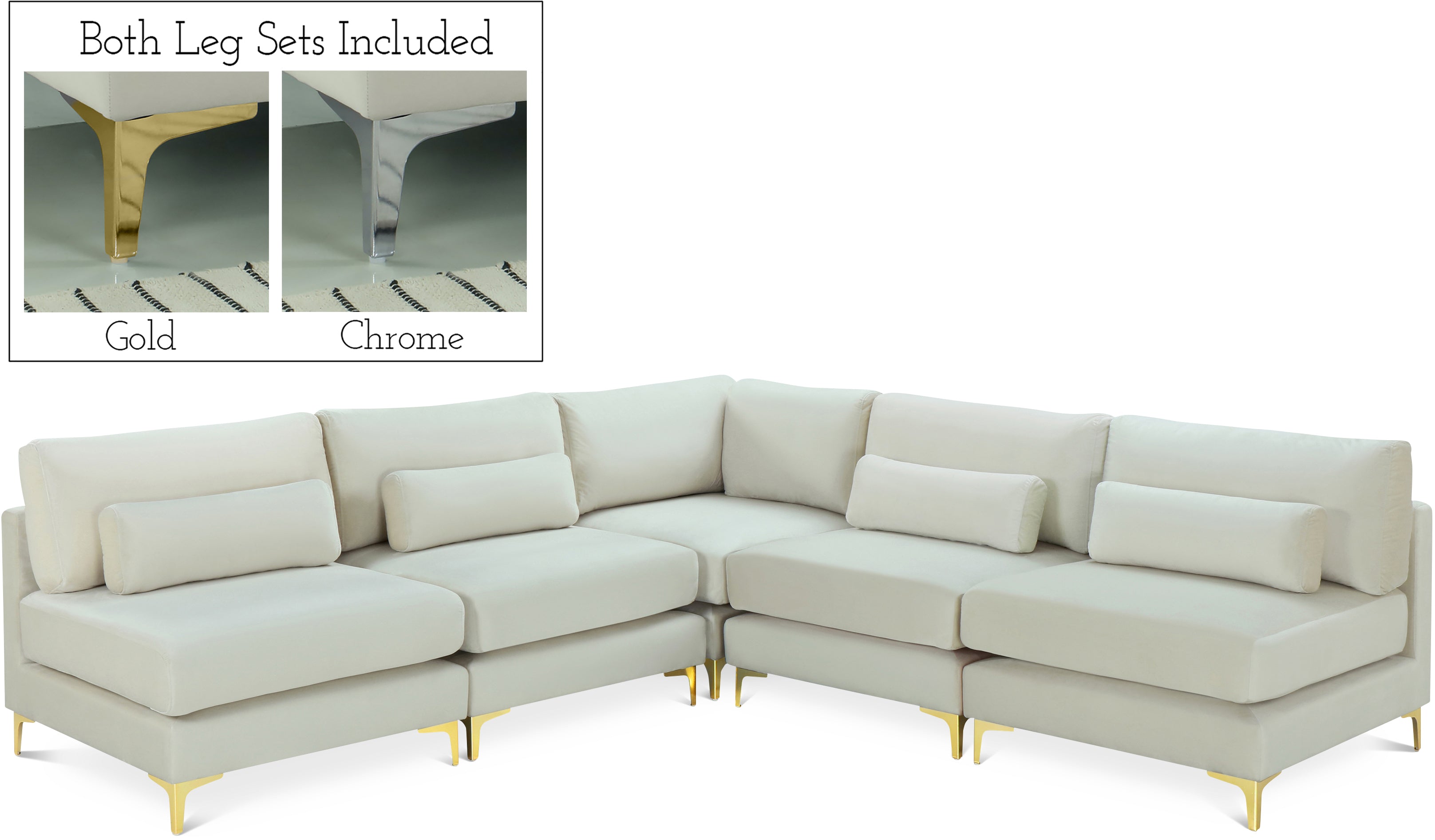 Julia Cream Velvet Modular Sectional (5 Boxes)