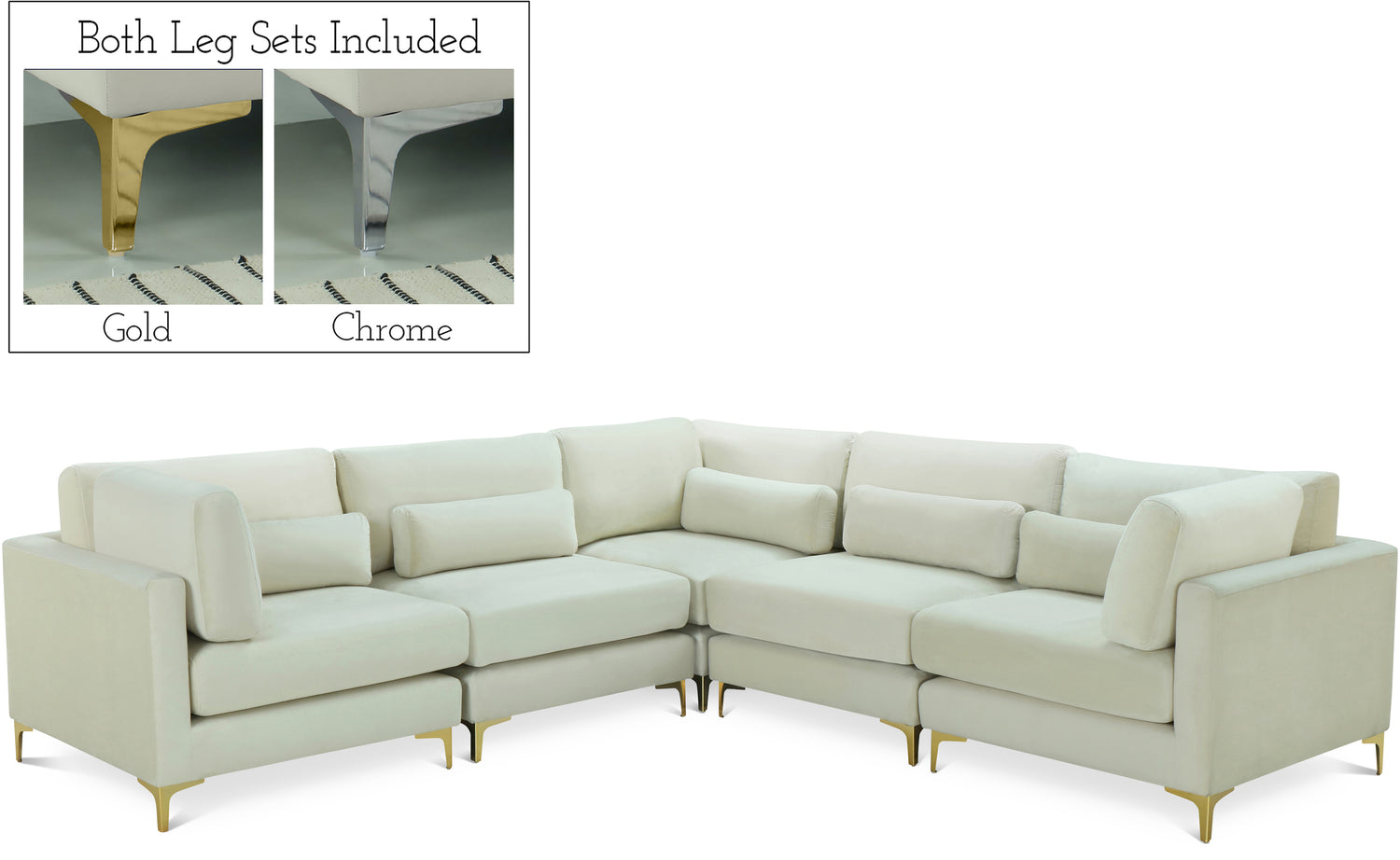 Julia Cream Velvet Modular Sectional (5 Boxes)