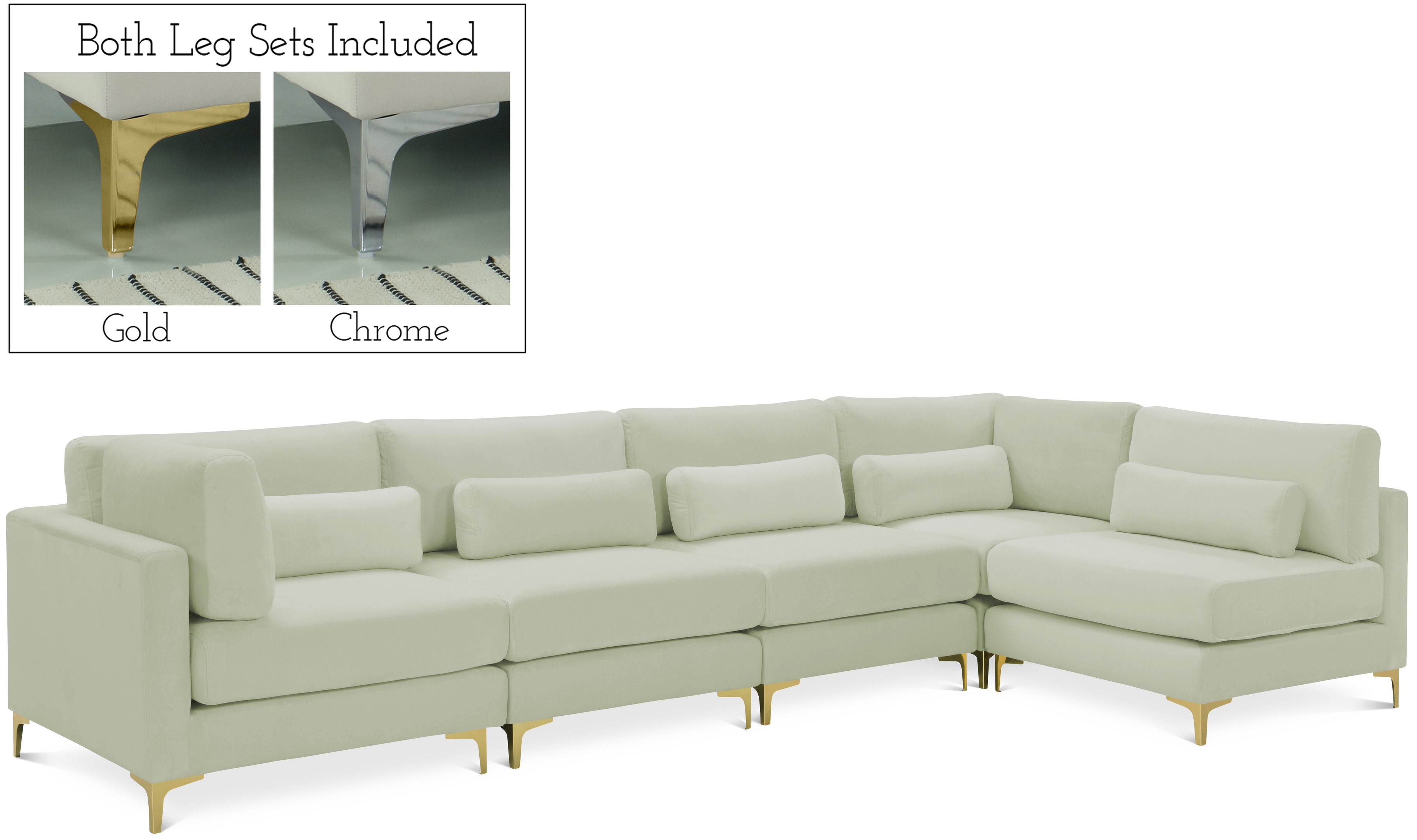 Julia Cream Velvet Modular Sectional (5 Boxes)