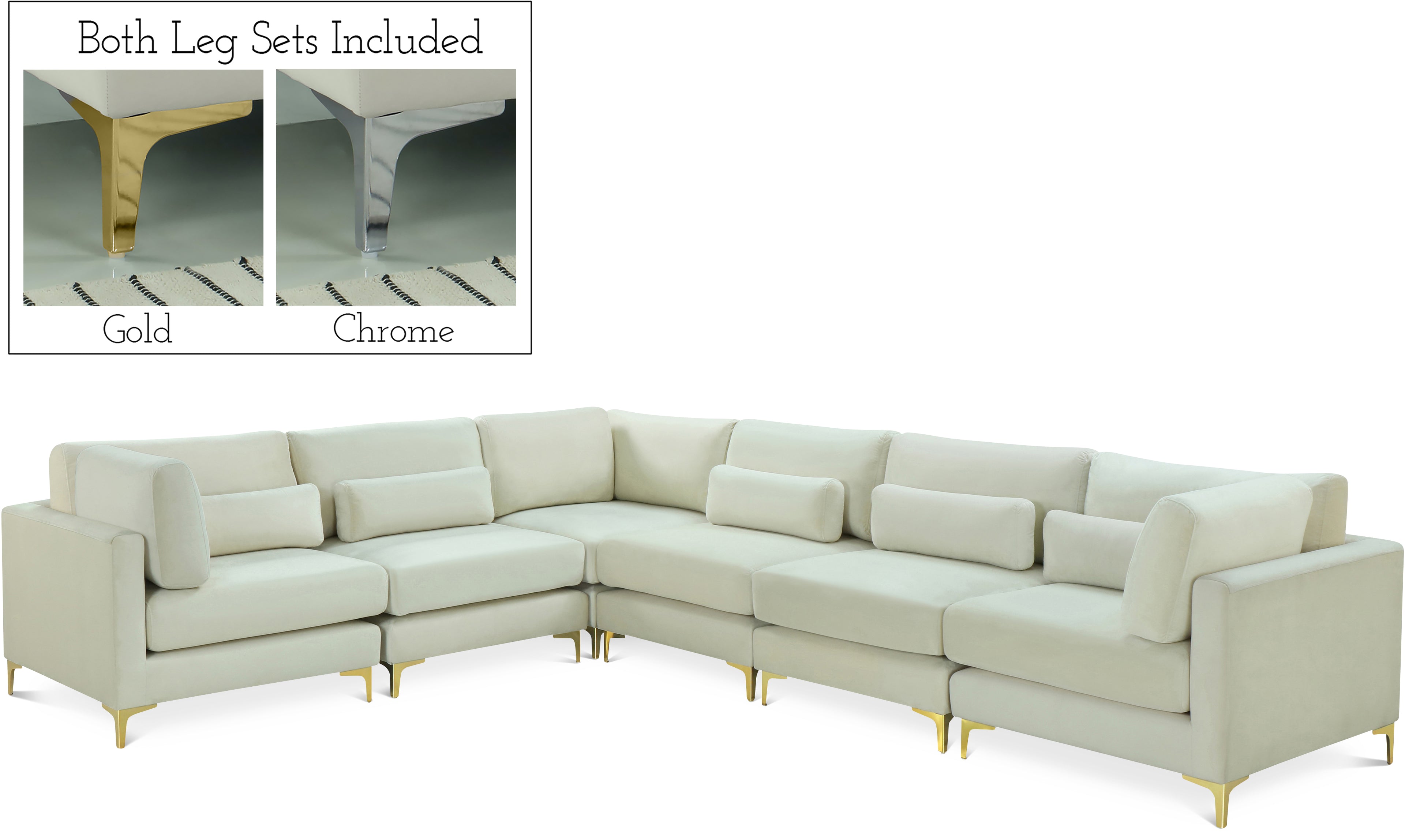 Julia Cream Velvet Modular Sectional (6 Boxes)