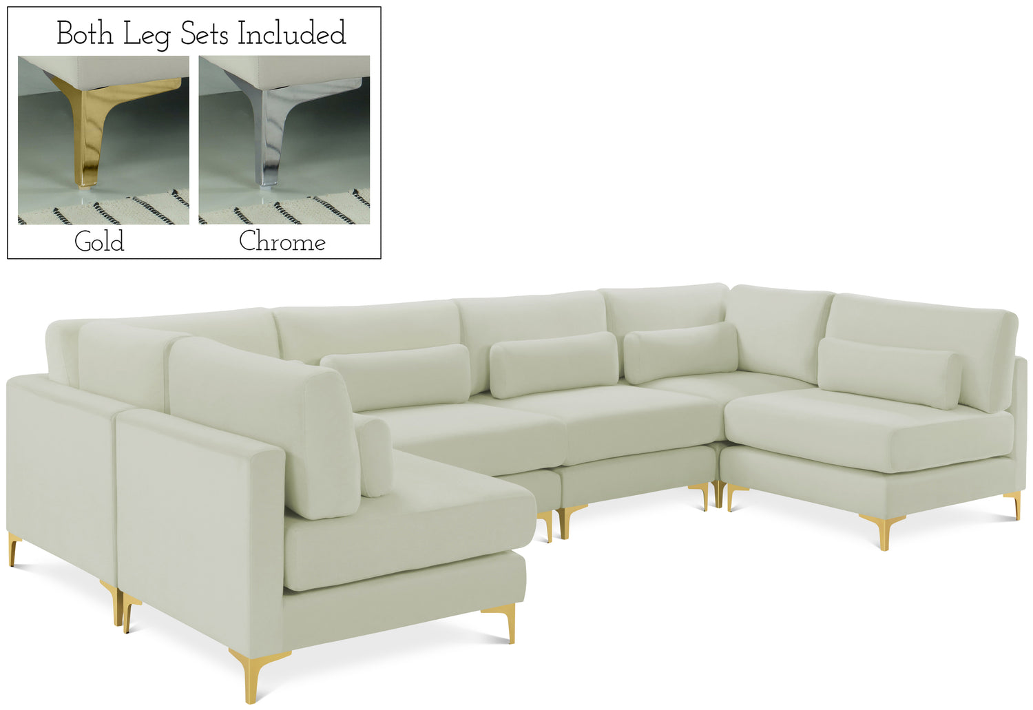 Julia Cream Velvet Modular Sectional (6 Boxes)