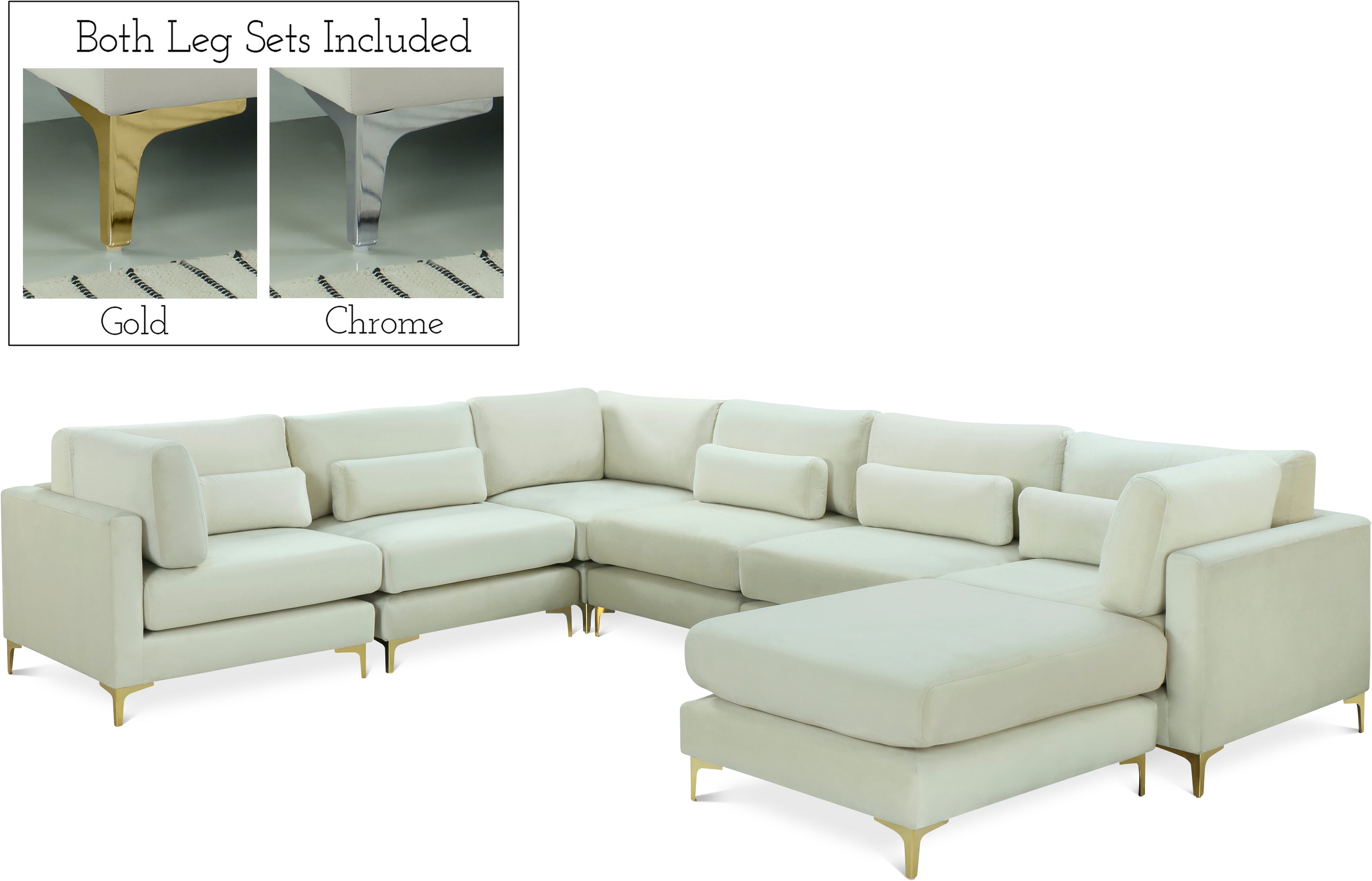 Julia Cream Velvet Modular Sectional (7 Boxes)