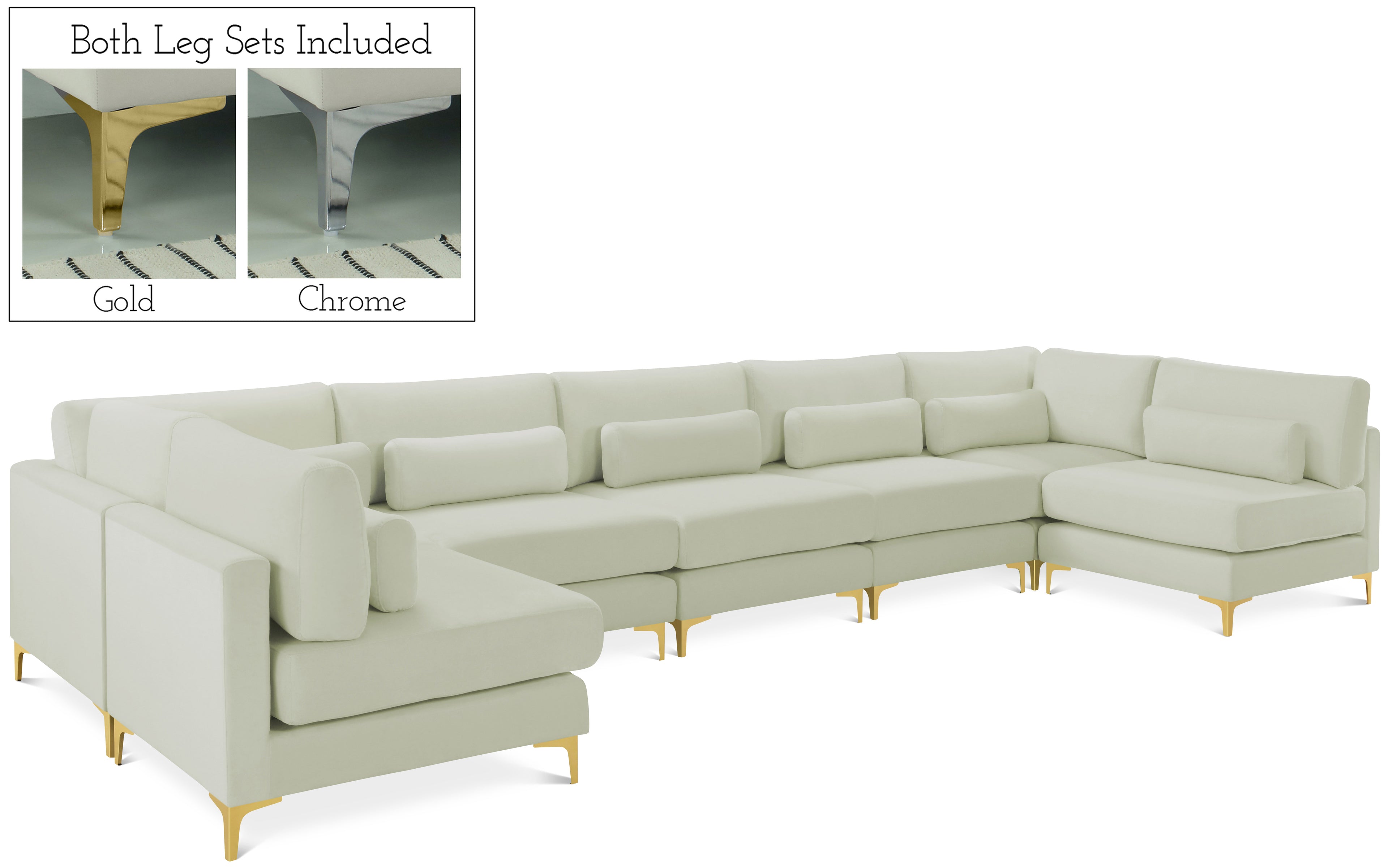 Julia Cream Velvet Modular Sectional (7 Boxes)