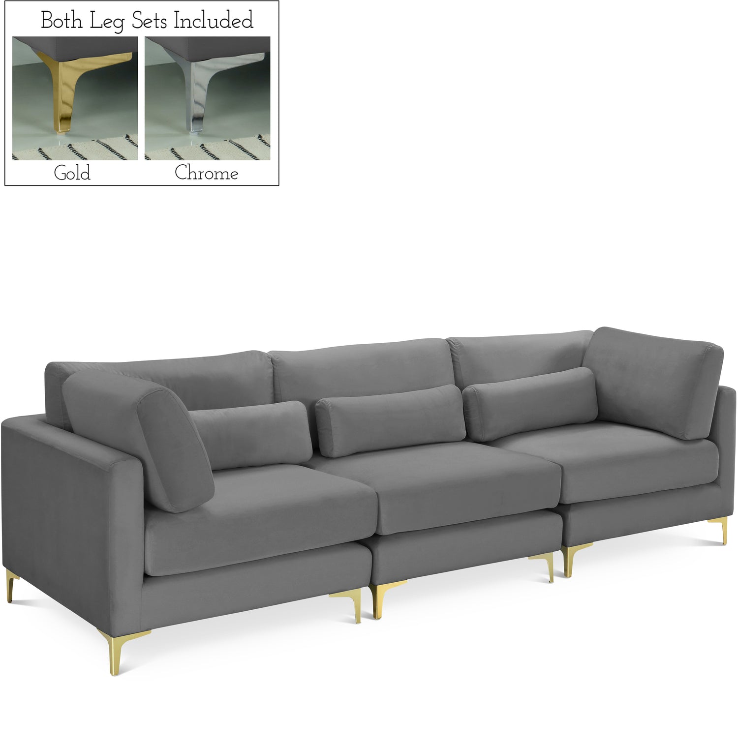 Julia Velvet Modular Sofa (3 Boxes)