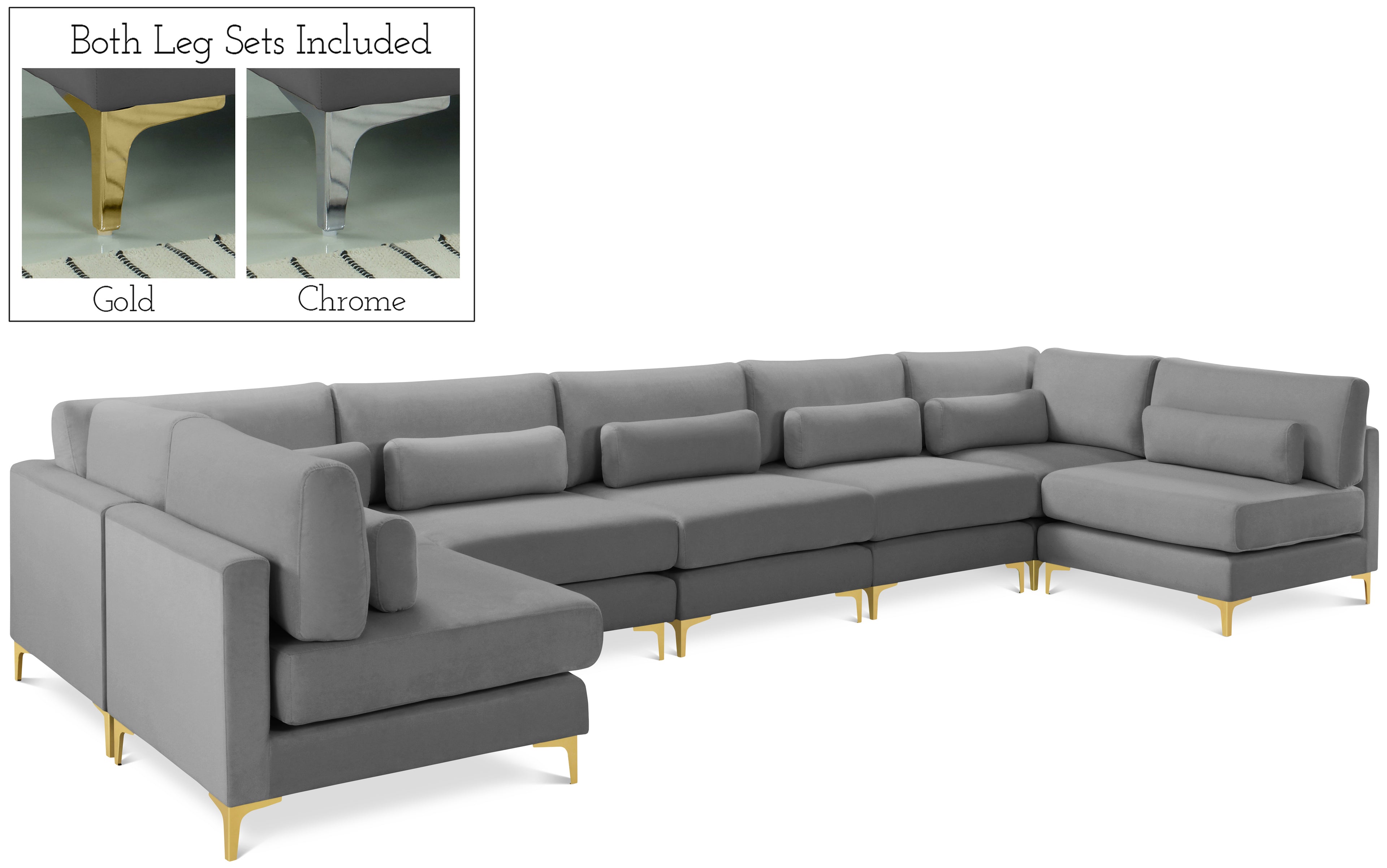 Julia Grey Velvet Modular Sectional (7 Boxes)