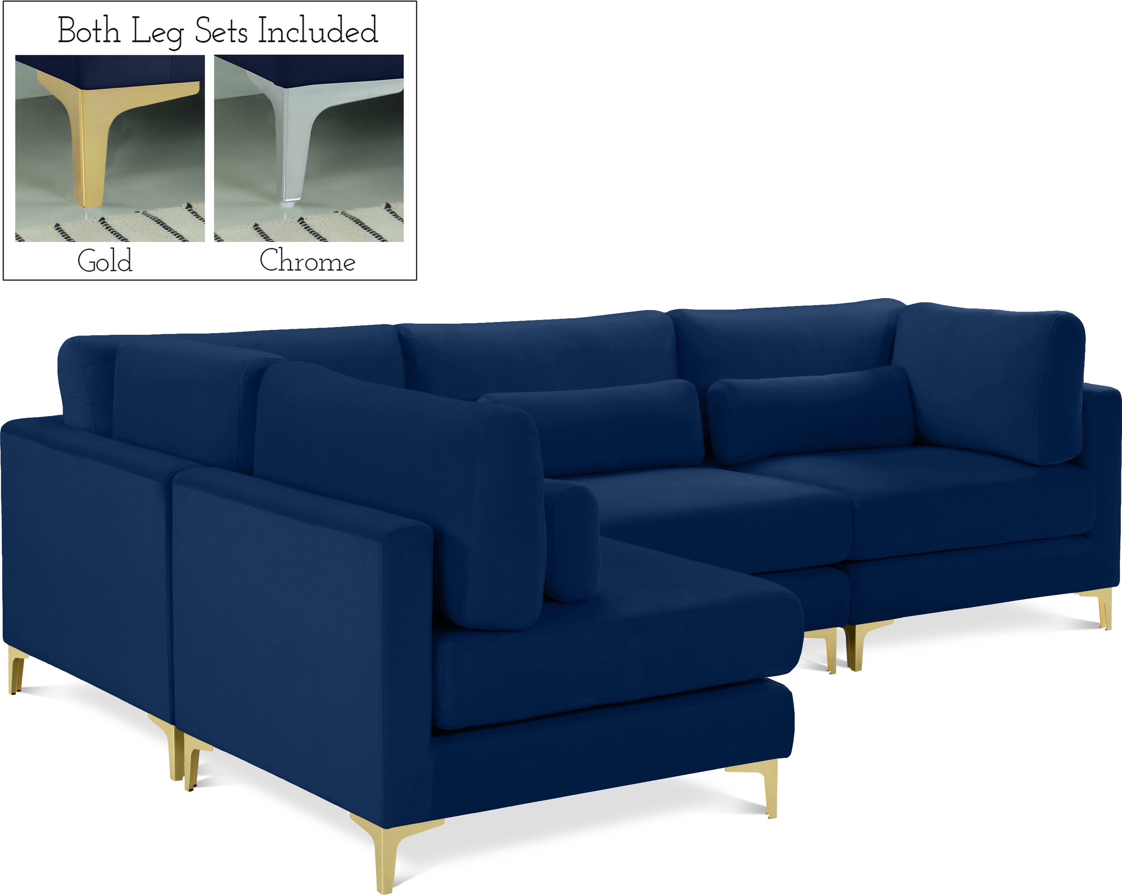 Julia Navy Velvet Modular Sectional (4 Boxes)