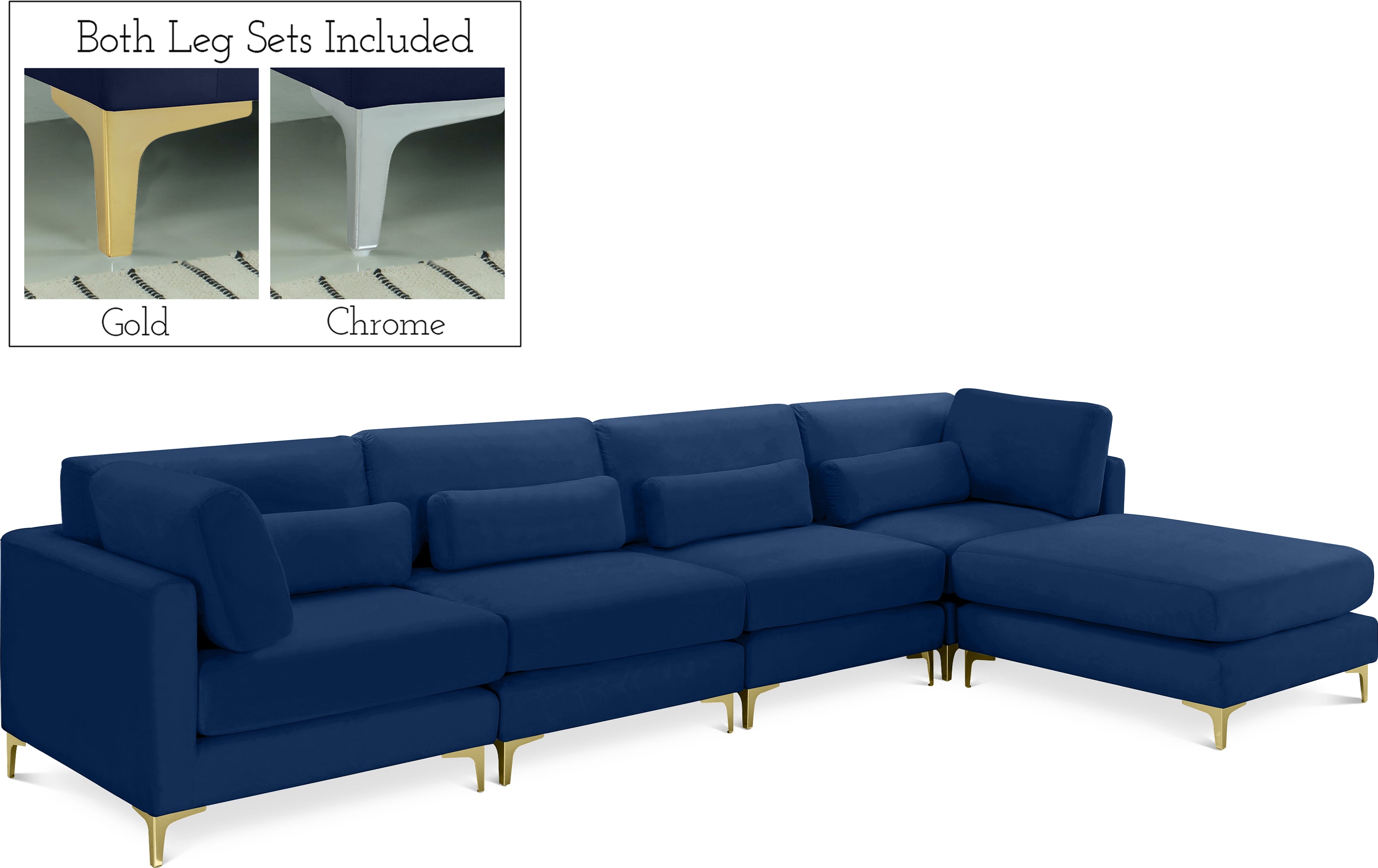 Julia Navy Velvet Modular Sectional (5 Boxes)