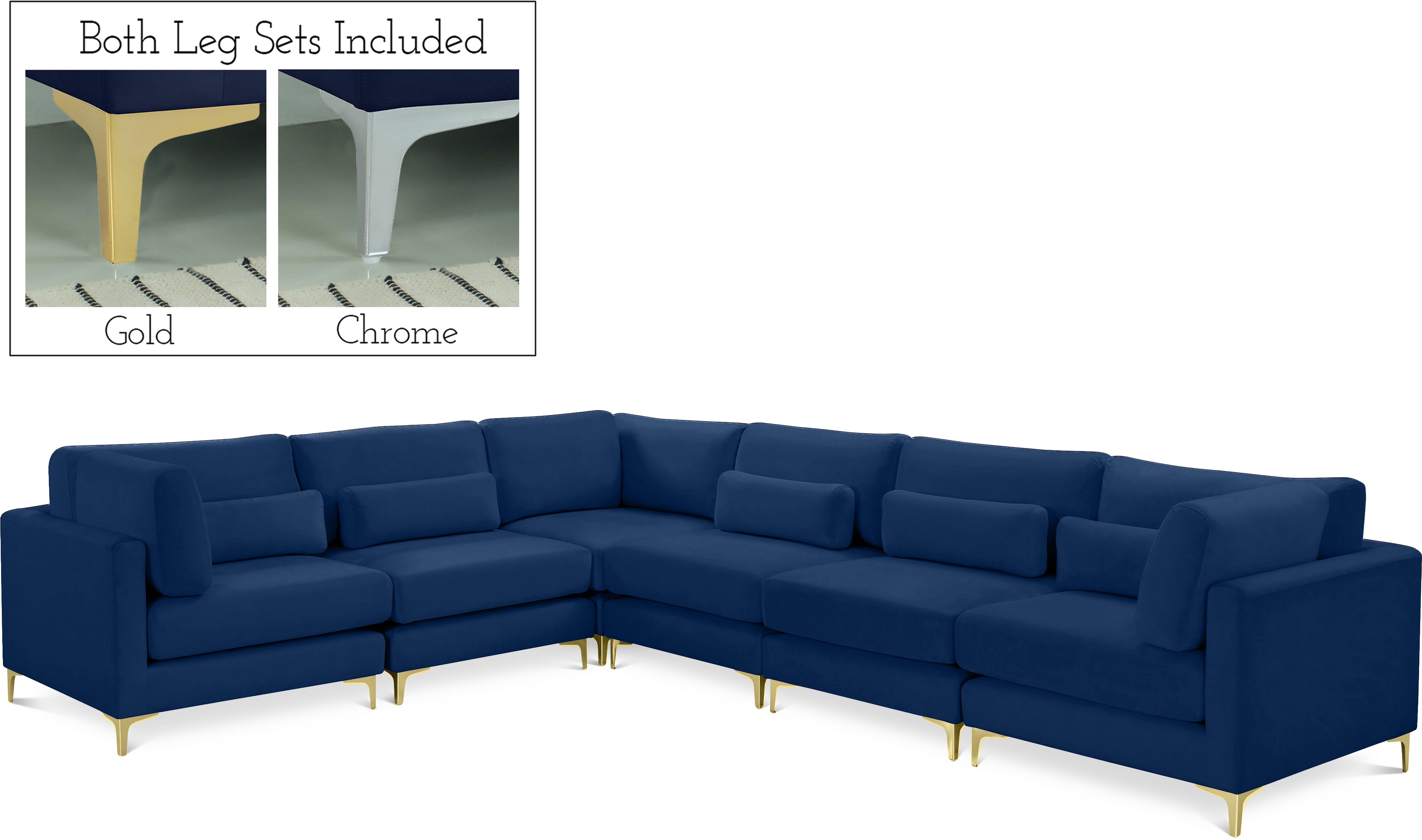 Julia Navy Velvet Modular Sectional (6 Boxes)