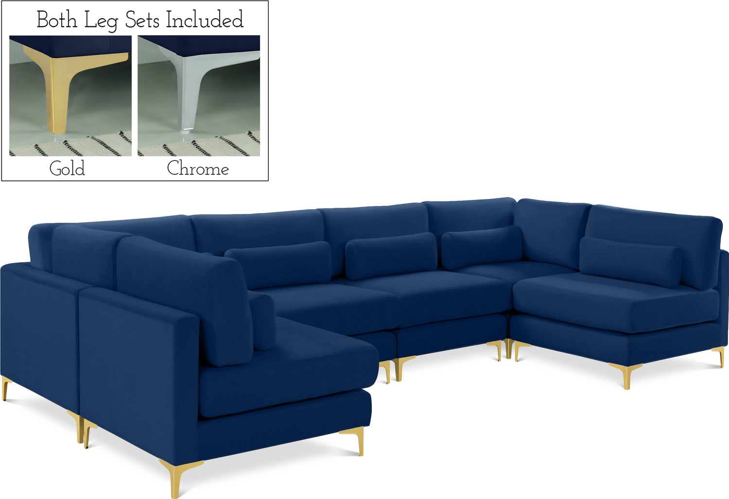 Julia Navy Velvet Modular Sectional (6 Boxes)