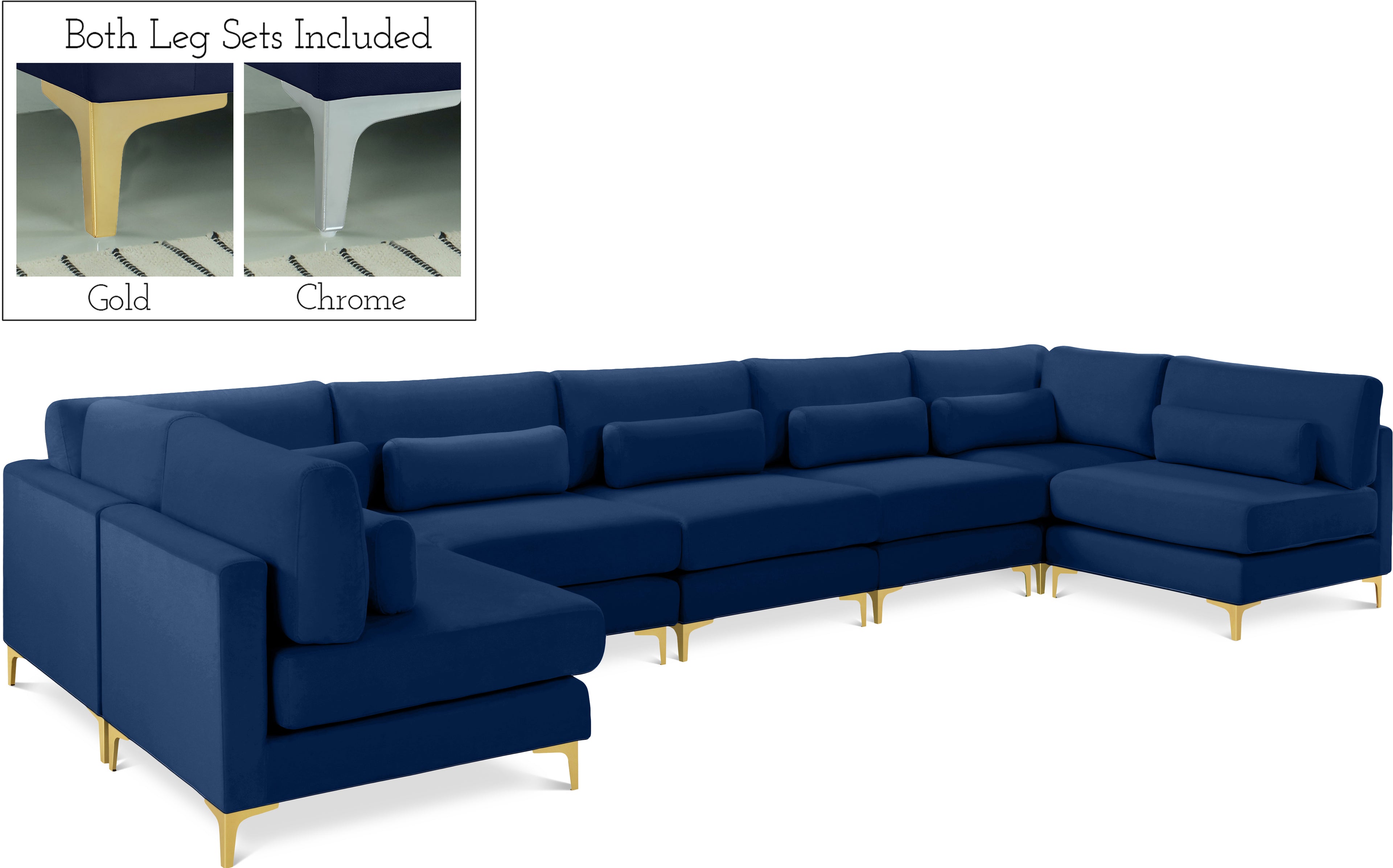 Julia Navy Velvet Modular Sectional (7 Boxes)