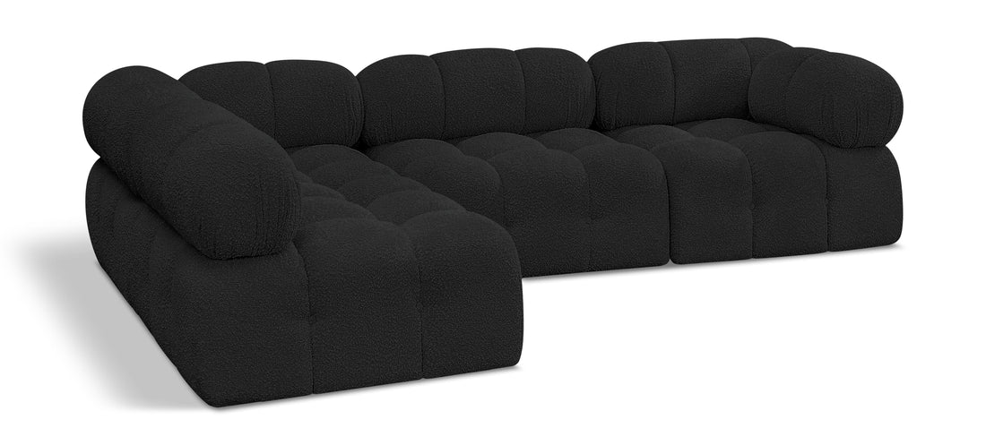 Ames Black Boucle Fabric Modular Sectional