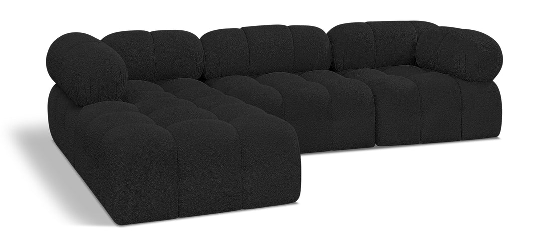 Ames Black Boucle Fabric Modular Sectional