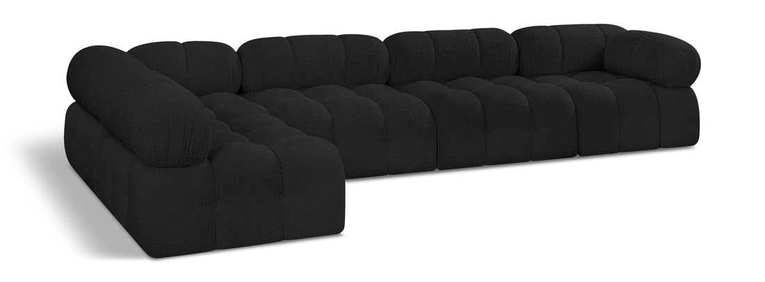 Ames Black Boucle Fabric Modular Sectional