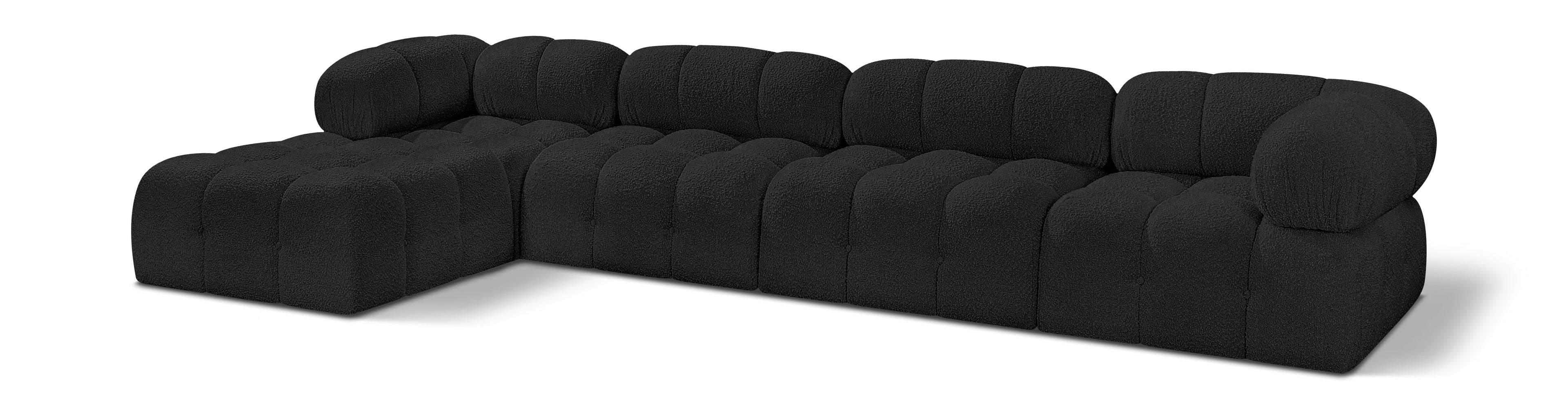 Ames Black Boucle Fabric Modular Sectional