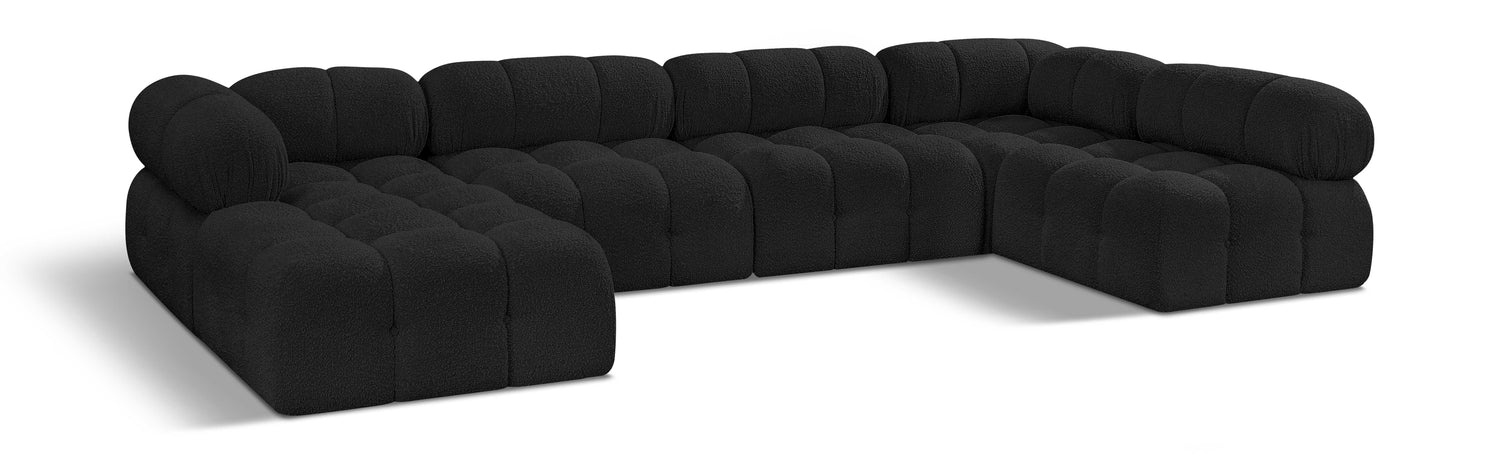 Ames Black Boucle Fabric Modular Sectional