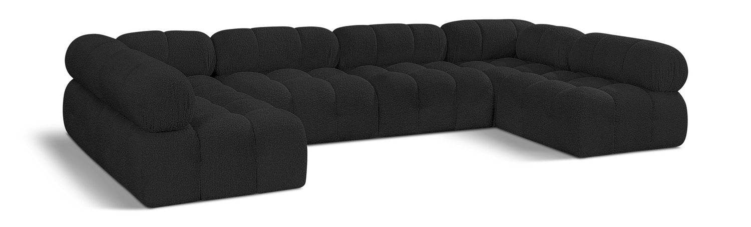 Ames Black Boucle Fabric Modular Sectional