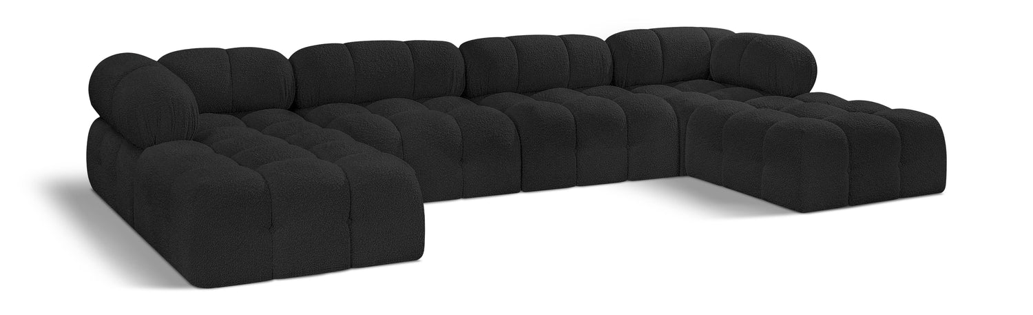 Ames Black Boucle Fabric Modular Sectional