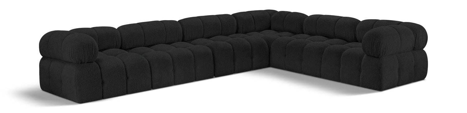 Ames Black Boucle Fabric Modular Sectional