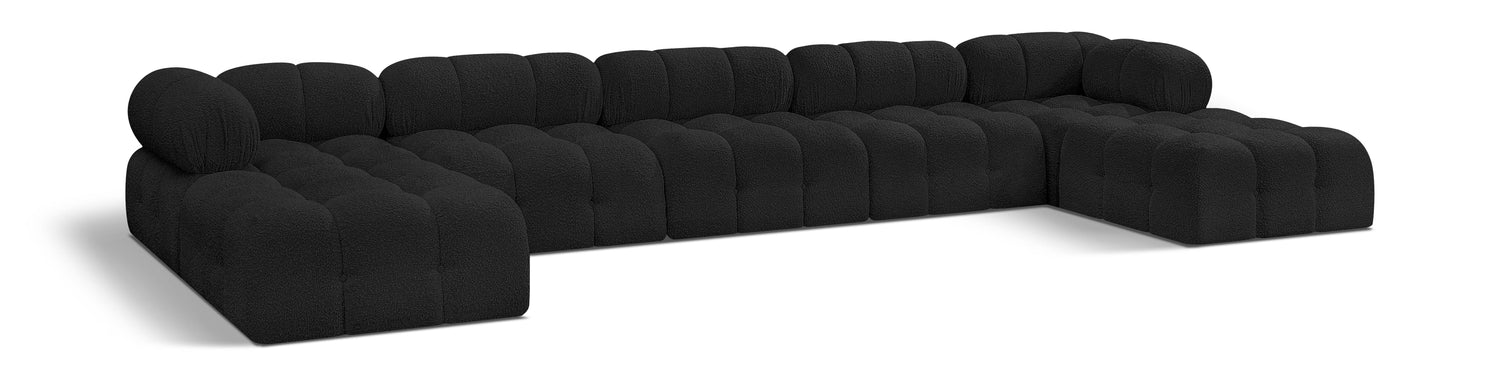 Ames Black Boucle Fabric Modular Sectional